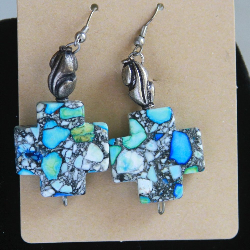 Composite Faux Turquoise Drop Earrings
